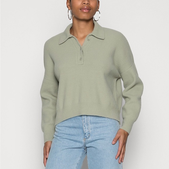 Abercrombie & Fitch Sweaters - Abercrombie & Fitch DreamLush Long-Sleeve Polo Sweater in Soft Green